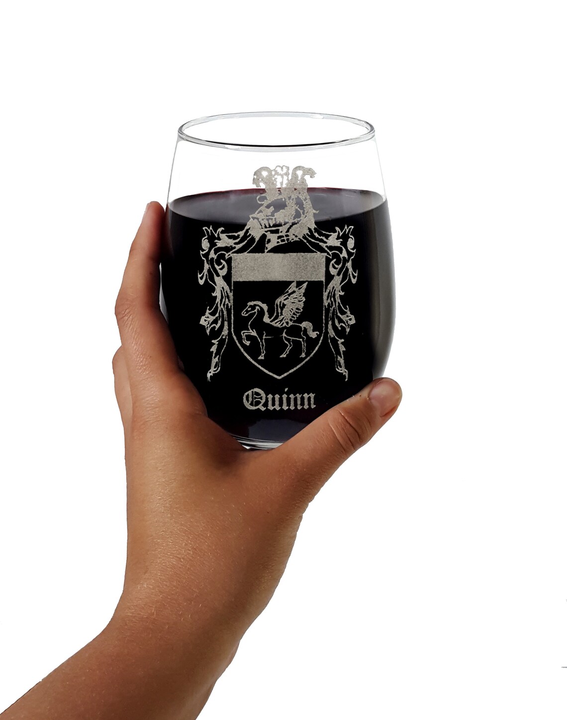 Quinn Irish Coat of Arms Clear Stemless Wine Glass 18 Oz Set | Etsy