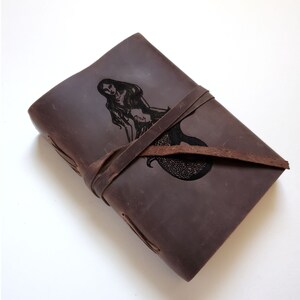 Mermaid Leather Journal, Gratis personalisering 12,5 x 18,5 cm Val av linjerat eller olinjet papper