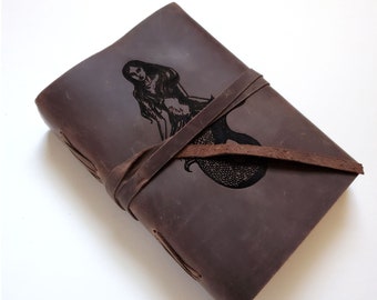 Mermaid Leather Journal, Free Personalization 5" x 7" Choice of Lined or Unlined Paper