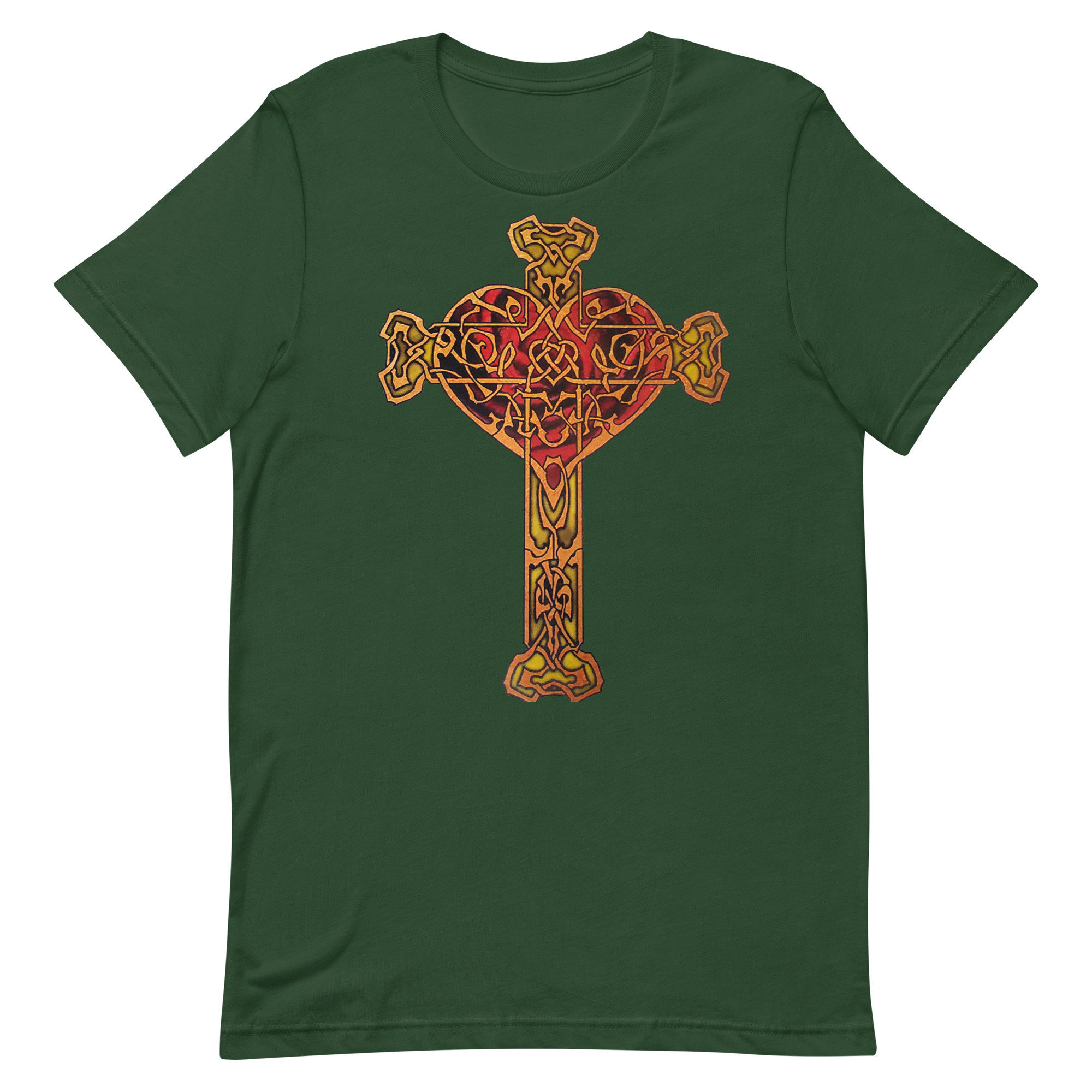 Celtic Cross Heart Unisex T-shirt, Irish Celtic Design, Red and