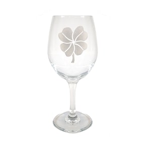 Four Leaf Clover Wine Glass - Free Personalized Engraving 18 oz Clear Wine Glass