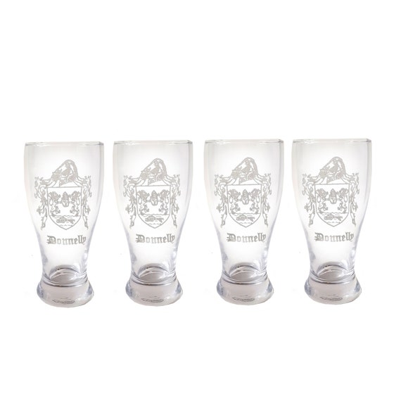 Personalized Irish Coat of Arms Pint Glasses - Set of 4