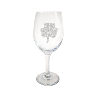 Irish Shamrock Clear 18oz Wine  Glass - Free Personalized Engraving