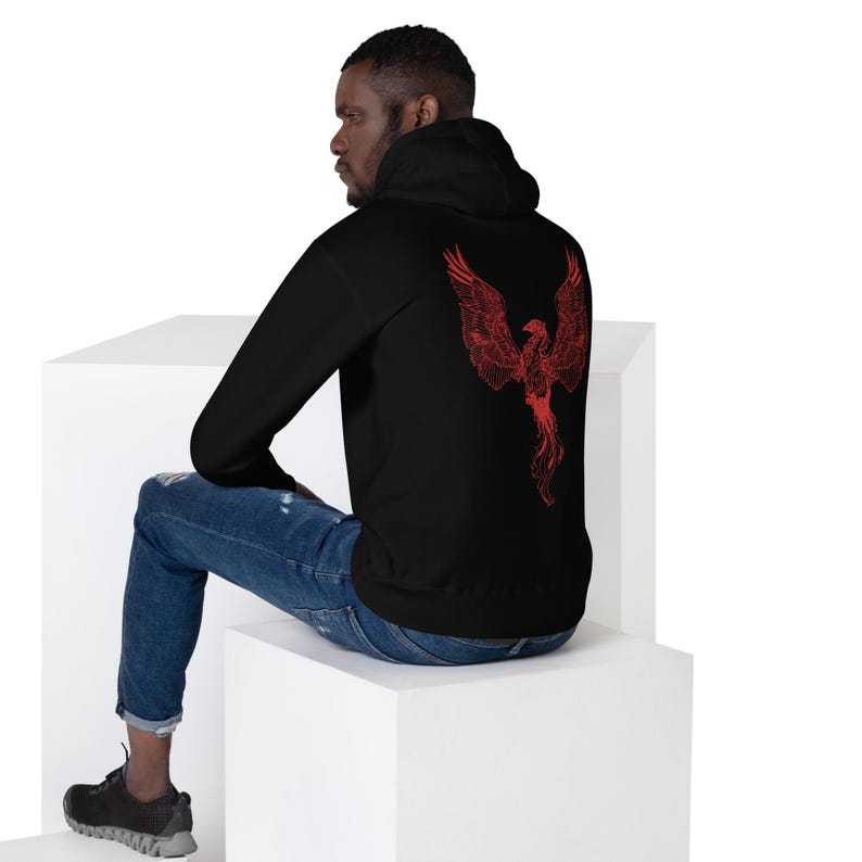 Phoenix Unisex Hoodie, Red Firebird Fantasy Design
