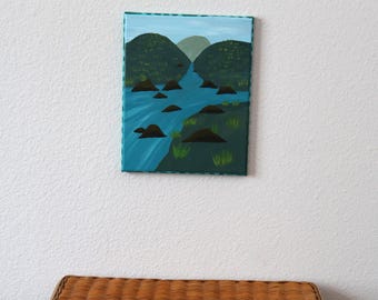 Lincoln, New Mexico Original Acrylic Landscape Water Painting 8x10