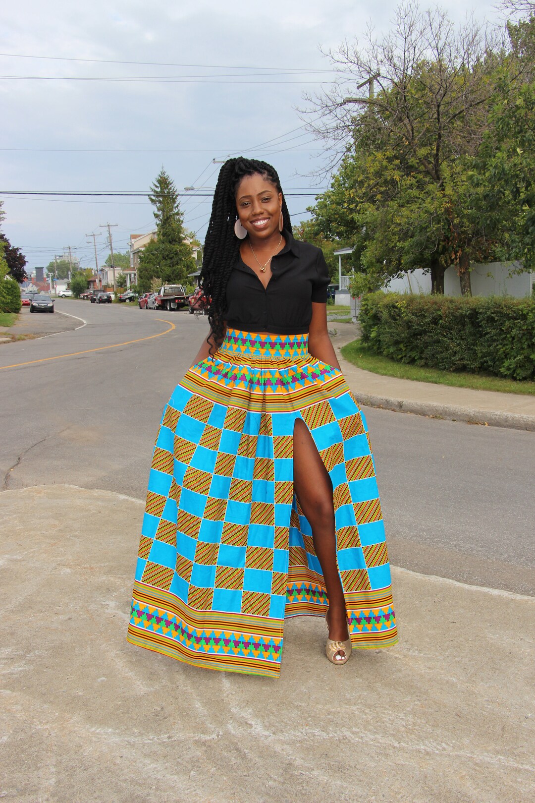 Long Skirt, Kente Skirt, African Print Skirt, High Waist Skirt