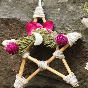 Hemp Star Ornament with Stone & Botanical Accents