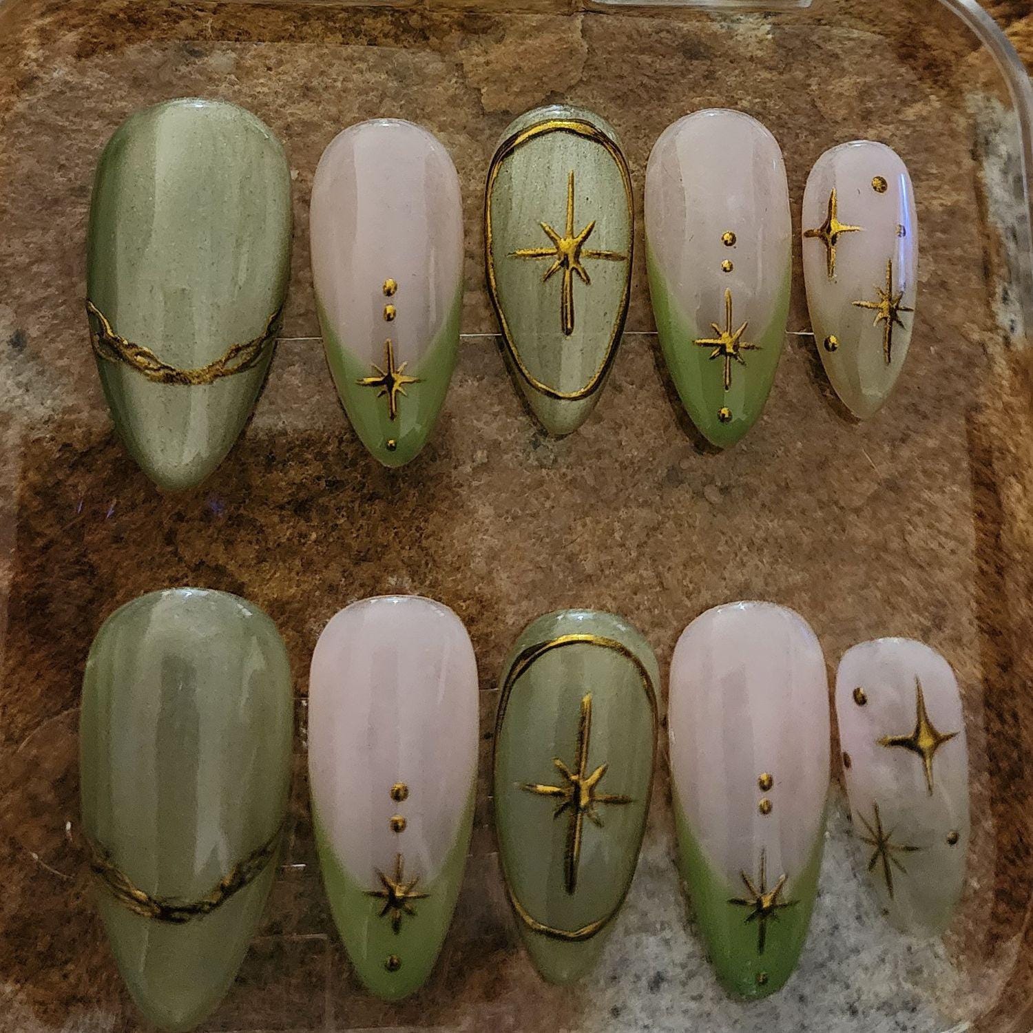 Celestial Press-on Nails | Hand-painted Star Nail Kit | Reusable Nails ...