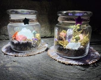 Mystic Grove Crystal Jar Kit | DIY Enchanted LED Jar with Crystals & Botanicals | Midnight Mist
