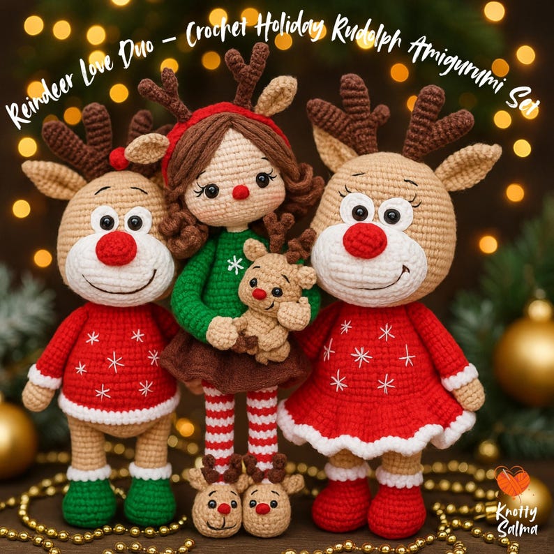 Crochet Reindeer Amigurumi Set - Holiday Rudolph Couple PDF Pattern - Etsy
