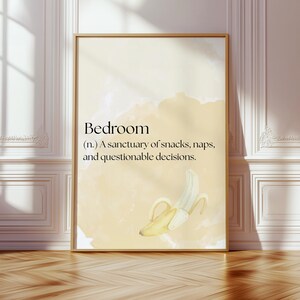 Lustiges Schlafzimmer Definition Print, Heiligtum der Snacks Nickerchen fragwürdige Entscheidungen, schrullige Wandkunst digitaler Download