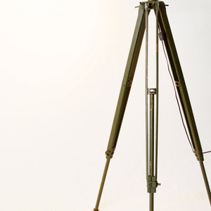 Vintage Tripod Floor Lamp - Industrial Handmade Lighting - Green Enamel Shade