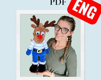 Patrón de reno a crochet – Juguete navideño de peluche Bogdan (Tutorial en PDF) ENG