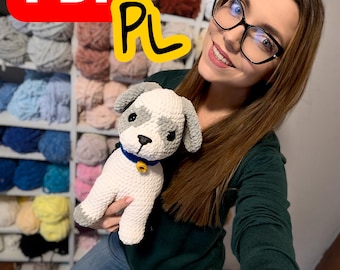 Rocky – Patrón de ganchillo para un perro amigurumi / Peluche grande de más de 30 cm / PDF (Polaco)
