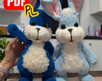 Emil el Conejo – un gran conejo de peluche tejido a crochet / Patrón PDF de amigurumi de 45 cm / PL PDF