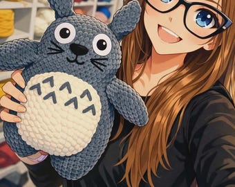 Patrón en PDF de TOTORO para tejer un peluche a crochet.
