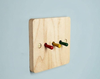 Panel de interruptor de luz retro de madera con interruptor de palanca de color / Interruptor de pared de 86 mm