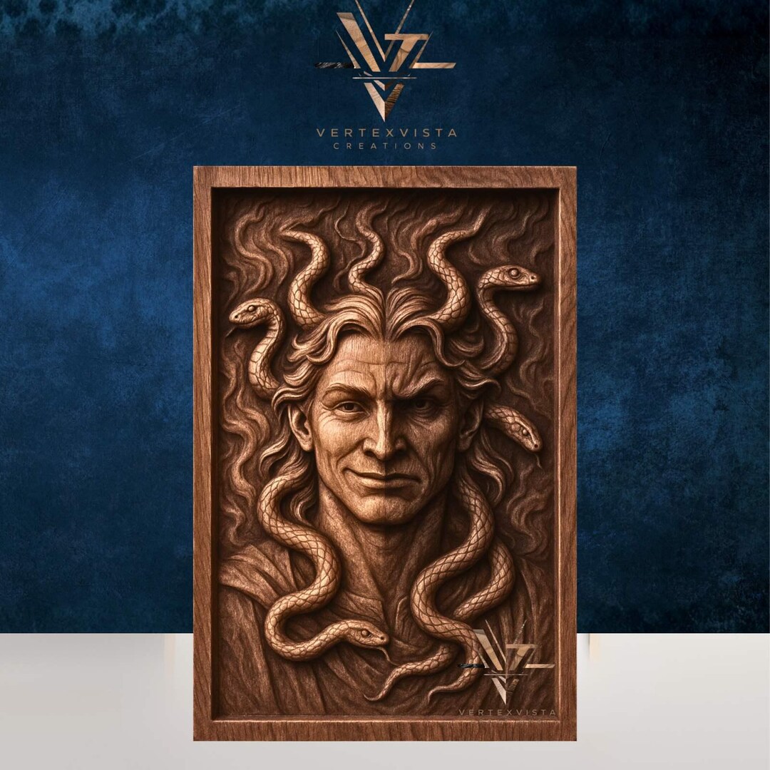 Medusa Mythology Bas-relief STL | Snake Hair Sculpture Model | Mythic ...