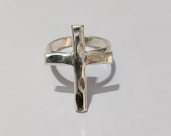 925 Sterling Silver Cross Ring|  Christmas Gift for her Dainty Cross Ring | Sideways Cross Sterling Silver Ring | Christian Ring