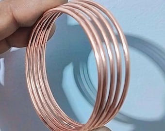 Pure Copper Bangle Set of 7 | Handmade Ayurvedic Bracelets | Boho Stacking Bangles for Women