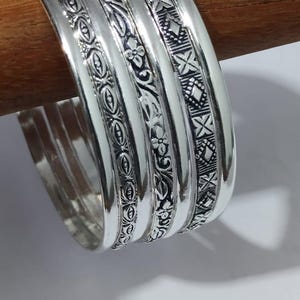 925 Sterling Silver Bangles, 7 Set Bangles , Stackable Bangles, Silver Bangle for Her~ him Handmade Bangles for Gift on Christmas