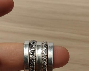 Juego de anillos de plata de ley 925, anillo hecho a mano, juego de 5 anillos, anillos de 5 días, joyería de boda, regalo de Navidad, regalo para ella