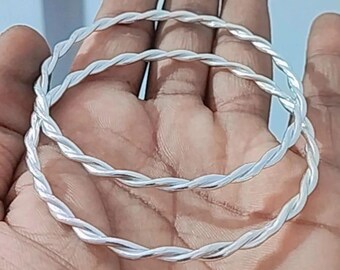 Ręcznie robiony zestaw bransoletek Twist ze srebra próby 925 | Bransoletki Boho do układania w stosy dla kobiet | Minimalistyczna biżuteria