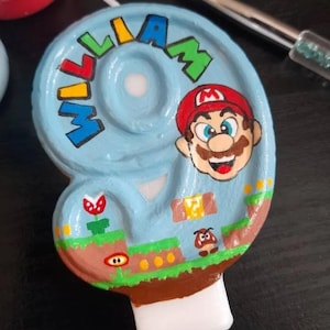 Handmålat Super Mario födelsedagsljus | Gamerfestdekor Mario