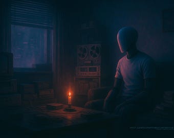 Cyberpunk Apartment Print: Dystopian Digital Wall Art (Digital Download)