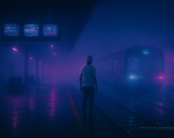 Cyberpunk Train Poster: Dystopian Sci-Fi Art Print (Digital Download)