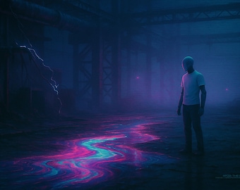 Cyberpunk Poster: Fluorescent Dystopian Digital Wall Art