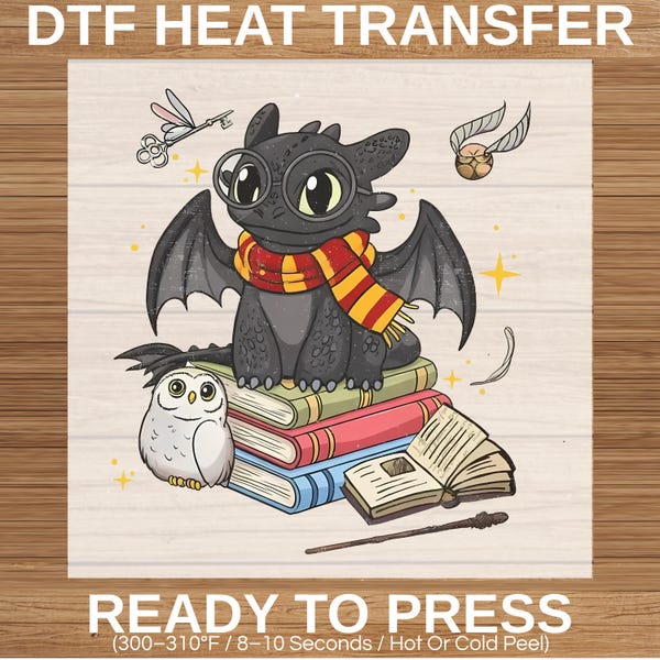Toothless Vintage DTF Heat Transfer: Epic Universe, How To Train Your Dragon DTF