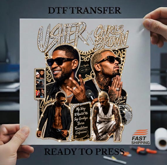R&B Tour Vibes DTF Transfer , Usher Chris Brown Inspired Graphic, Raymond Brown dtf Design, Retro Concert dtf, Music Sublimation dtf