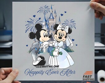 Mickey and Minnie Wedding DTF Transfer, Happily Ever After Design, Ready to Press