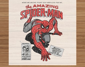 Vintage 90s Spider-Man  DTF Heat Transfer: Retro Comic Book Style