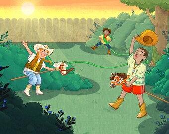 Impression d'art pour enfants Cowfolk : illustration de livre pour enfants (giclée 11 x 17)