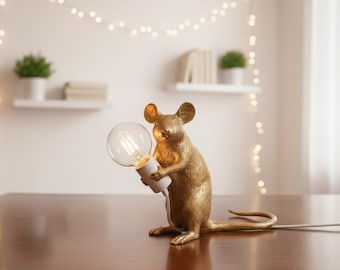 Eigenzinnige harsmuis ledlamp | Uniek bureau- en nachtlampje