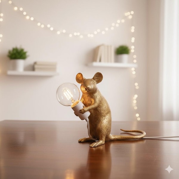 Quirky Resin Mouse LED Lamp | Unique Desk & Night Light