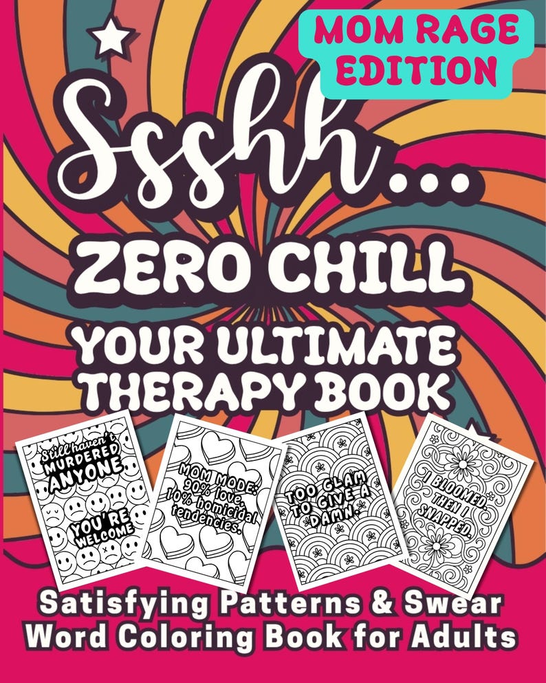 Mom Rage Coloring Pages | Funny Swear Word Stress Relief Book | Printable Women's Therapy image 1