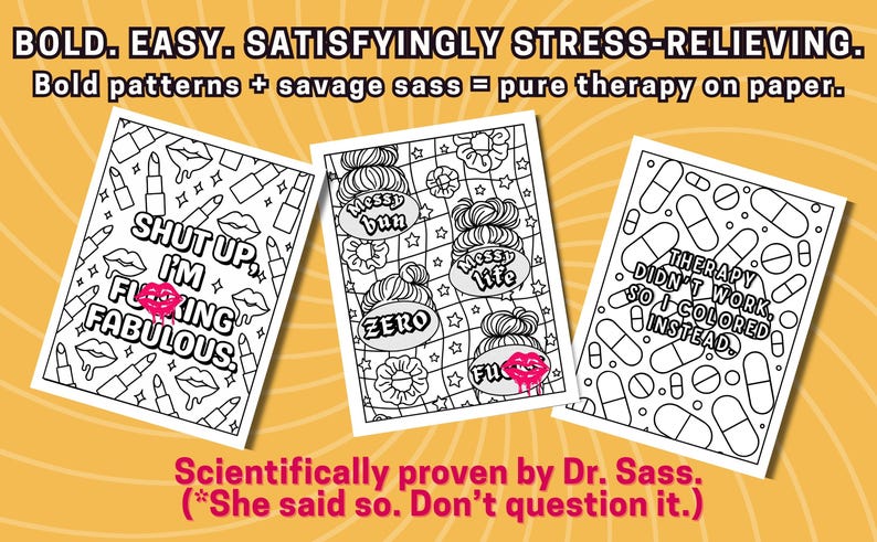 Mom Rage Coloring Pages | Funny Swear Word Stress Relief Book | Printable Women's Therapy image 4