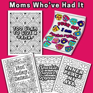 Mom Rage Coloring Pages | Funny Swear Word Stress Relief Book | Printable Women's Therapy image 2