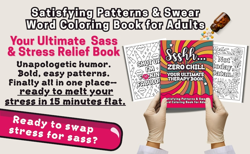 Mom Rage Coloring Pages | Funny Swear Word Stress Relief Book | Printable Women's Therapy image 3