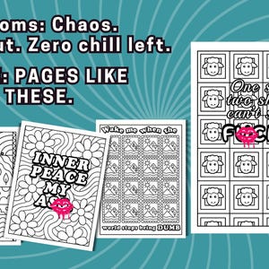 Mom Rage Coloring Pages | Funny Swear Word Stress Relief Book | Printable Women's Therapy image 5