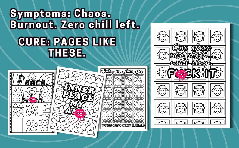 Mom Rage Coloring Pages | Funny Swear Word Stress Relief Book | Printable Women's Therapy image 5