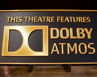 Framed 8x10 Dolby Atmos Home Theater Sign – Original Logo Cinema Decor, Unbranded