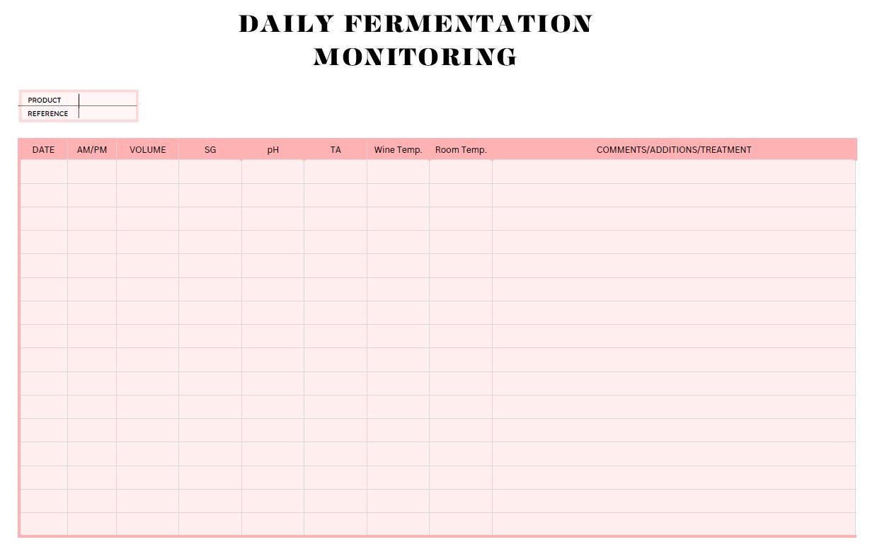 Wine Fermentation Log & Tasting Sheet | Printable PDF + Excel Template ...