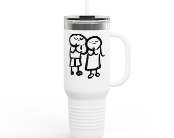 Stick Figure Couple Illustration Travel Mug | 40oz Insulated Tumbler