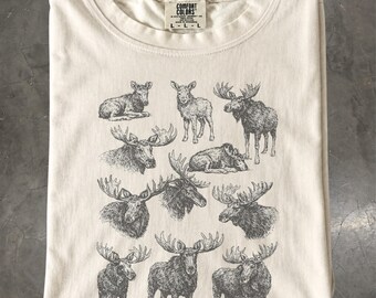Moose T-Shirt: Vintage Wildlife Graphic Tee, Forest Animal Shirt