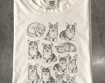 Vintage Corgi Shirt, Dog Lover Tee, Pembroke Welsh Graphic, Comfort Colors T-Shirt