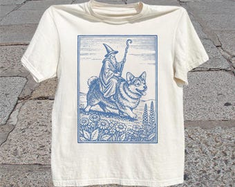 Corgi Shirt: Vintage Wizard Corgi Rider T-Shirt